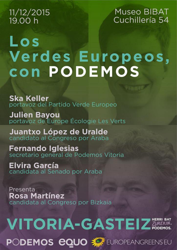 Mañana a las 19h estamos en Álava con @europeangreens! #UnPaísContigo #ConEQUOPodemos https://t.co/wCwDI2xgcy